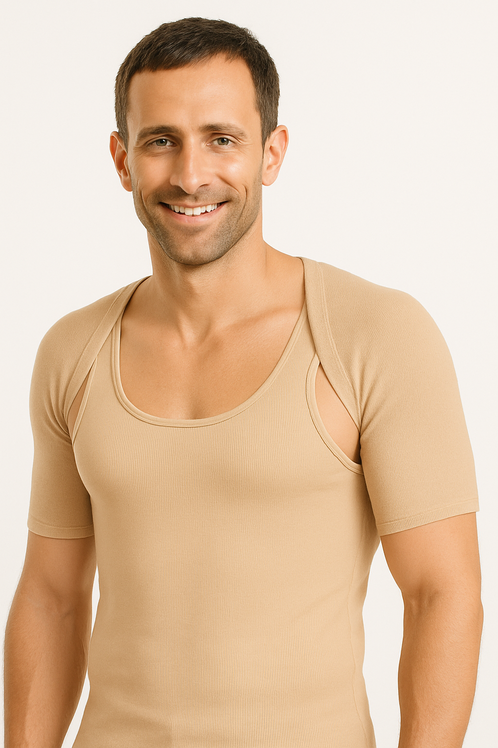 Angora & Yün Klasik Omuz & Sırt Isıtıcısı Erkek Bej