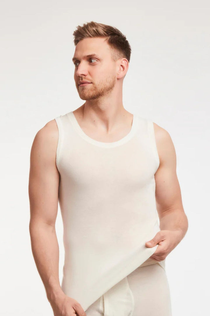 Yün & Angora Karışımı Doğal Termal Klasik Atlet Erkek Beyaz
