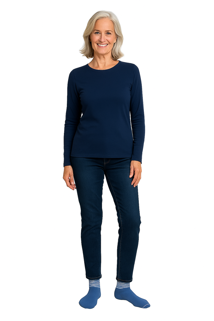 Angora Yün Karışımı Doğal Termal Çizgi Bilekli Aqua Patik Çorap