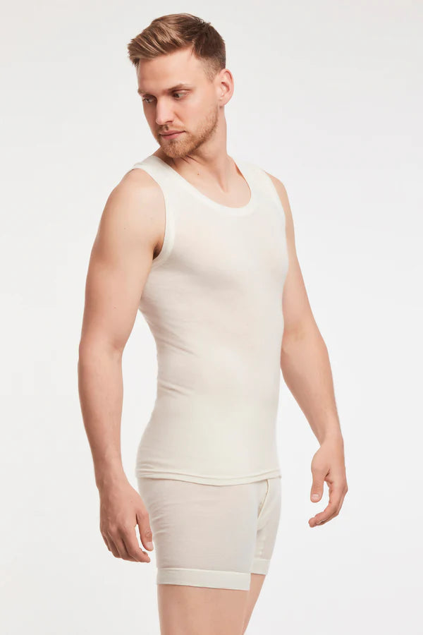 Yün & Angora Karışımı Doğal Termal Klasik Atlet Erkek Beyaz