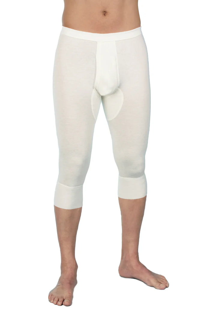 Yün & Angora Karışımı Doğal Termal Diz Altı Tayt Erkek Beyaz