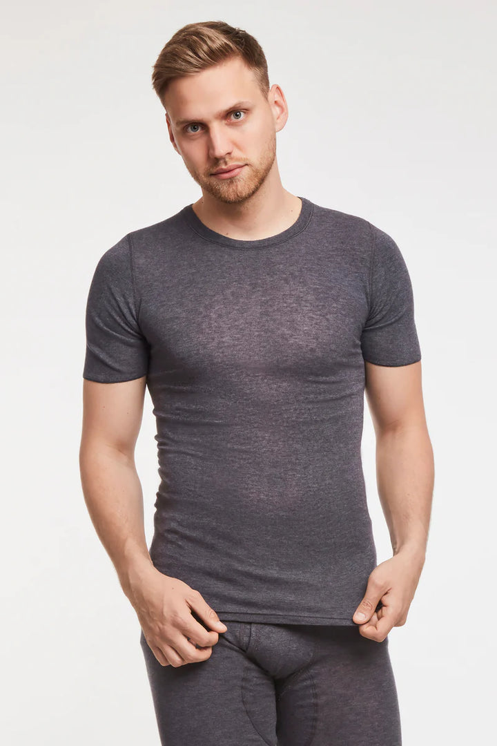 Yün & Angora Karışımı Doğal Termal Kısa Kollu Fanila İçlik Erkek Gri