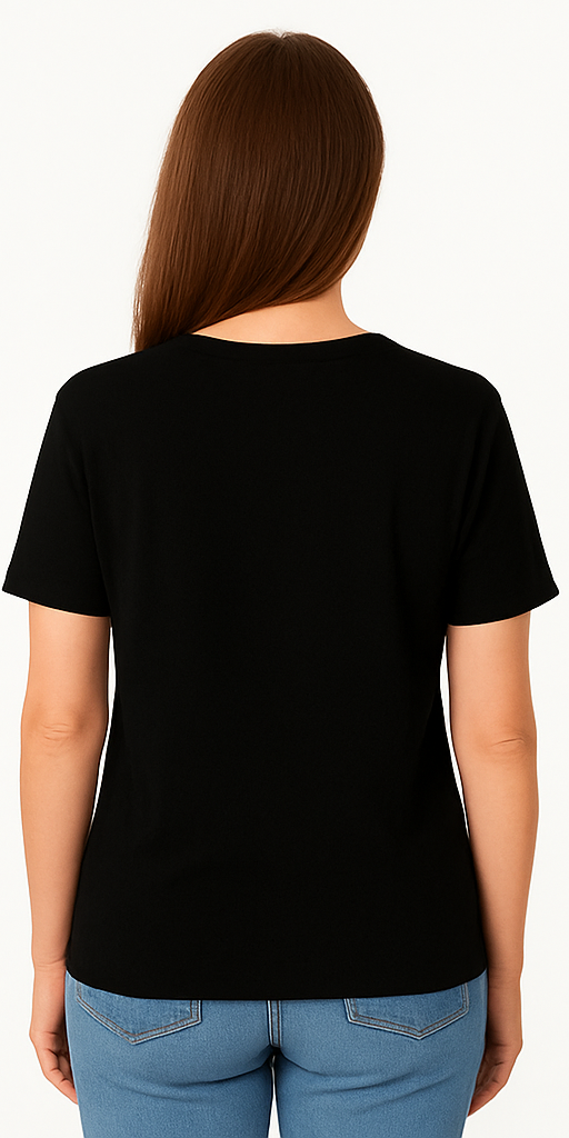 Silverlyne Doğal Tencel Kısa Kollu Bisiklet Yaka T-Shirt Kadın Siyah