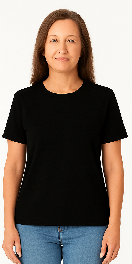 Silverlyne Doğal Tencel Kısa Kollu Bisiklet Yaka T-Shirt Kadın Siyah