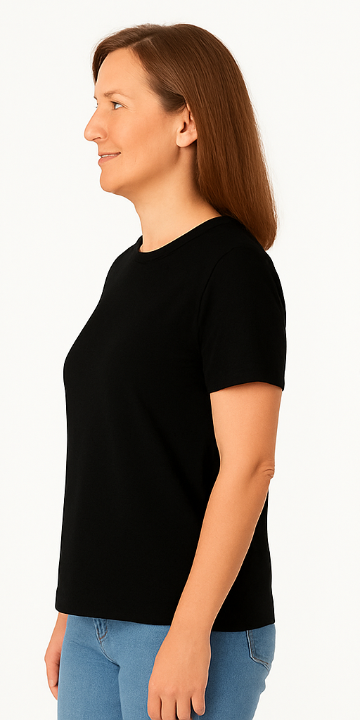 Silverlyne Doğal Tencel Kısa Kollu Bisiklet Yaka T-Shirt Kadın Siyah