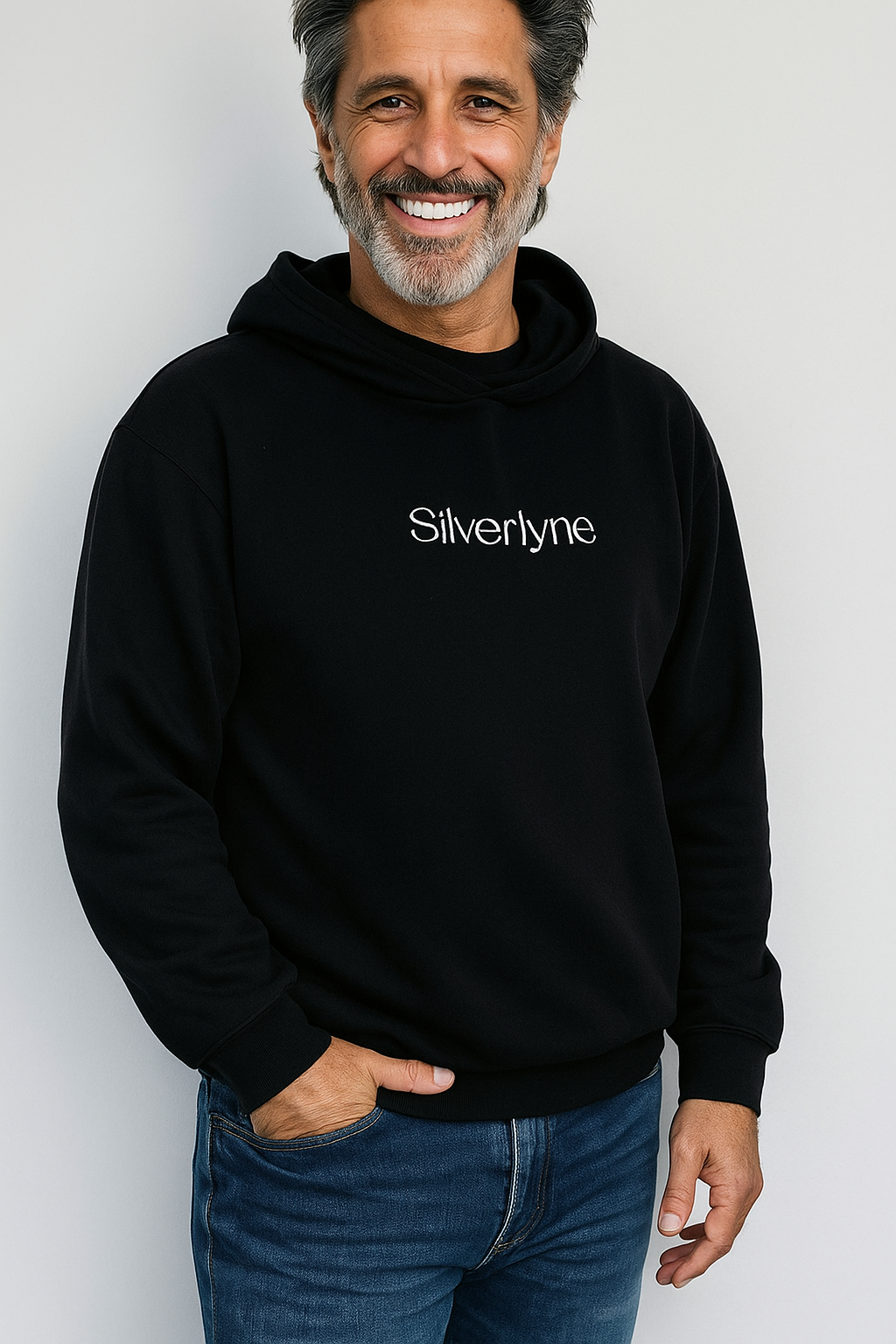 Silverlyne Comfort | Doğal Pamuk Klasik Kapüşonlu Sweatshirt Erkek Siyah