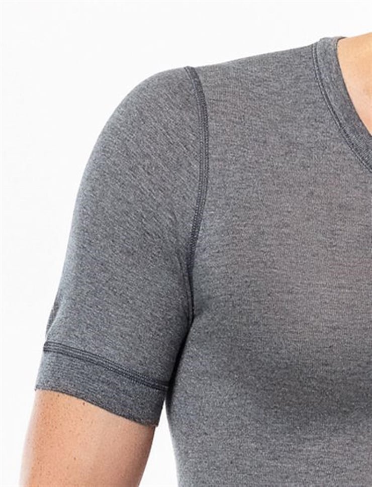 Kaşmir & İpek Kısa Kollu Body Erkek Gri