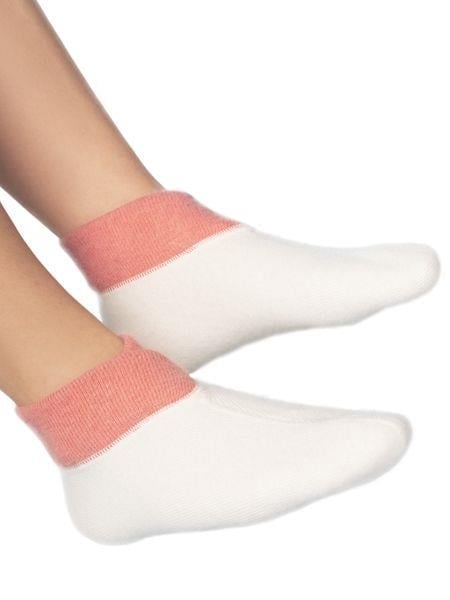 Outlet Angora Yün Karışımı Doğal Termal Pembe Beyaz Patik Çorap Outlet