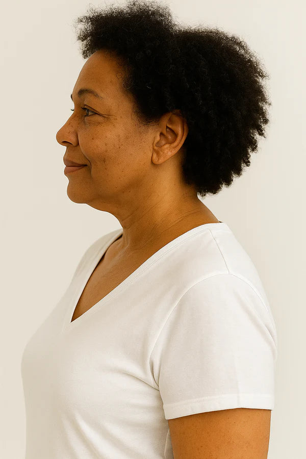 Silverlyne Doğal Tencel Kısa Kollu V Yaka T-Shirt Kadın Beyaz