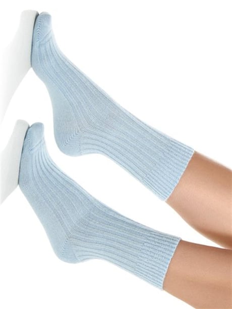 Angora & Yün Sıcak Tutan Kadın Örme Çorap Açık Mavi