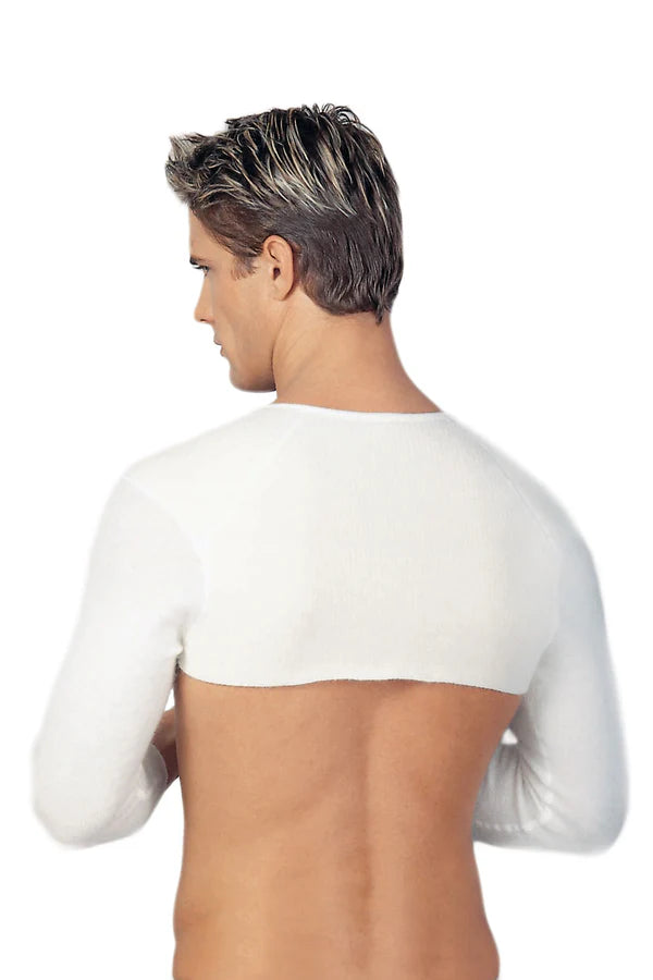 Outlet Angora Yünü Klasik Uzun Kollu Omuz & Sırt Isıtıcısı Unisex Beyaz