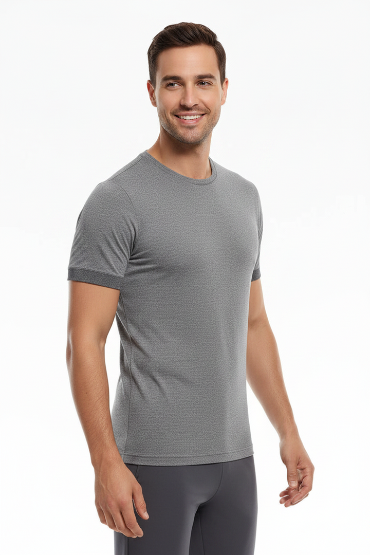 Angora Yünü Gri Unisex Kısa Kollu Sportif Body Tişört