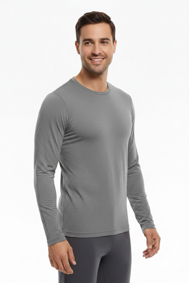 Angora Yünü Gri Unisex Uzun Kollu Sportif Body Tişört