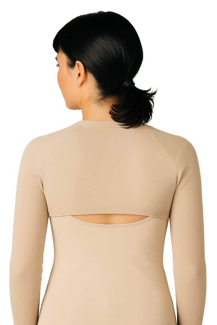 Angora Yünü Klasik Uzun Kollu Omuz & Sırt Isıtıcısı Unisex Bej