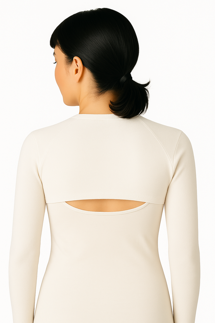 Outlet Angora Yünü Klasik Uzun Kollu Omuz & Sırt Isıtıcısı Unisex Beyaz