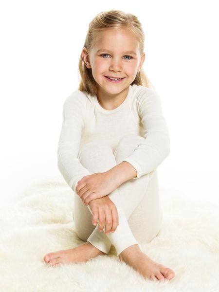 Angora Yünü Doğal Termal Çocuk Uzun Tayt İçlik (Unisex) Beyaz