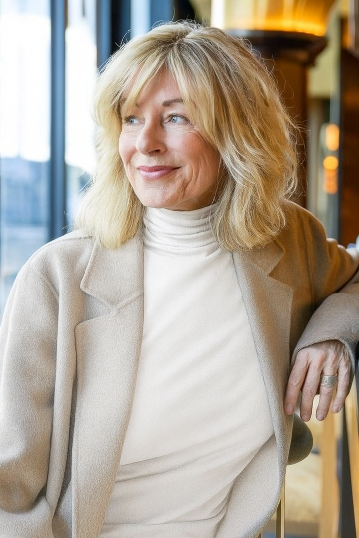 Kaşmir İpek Karışımı Kadın Balıkçı Yaka Uzun Kollu Bluz Beyaz Renk