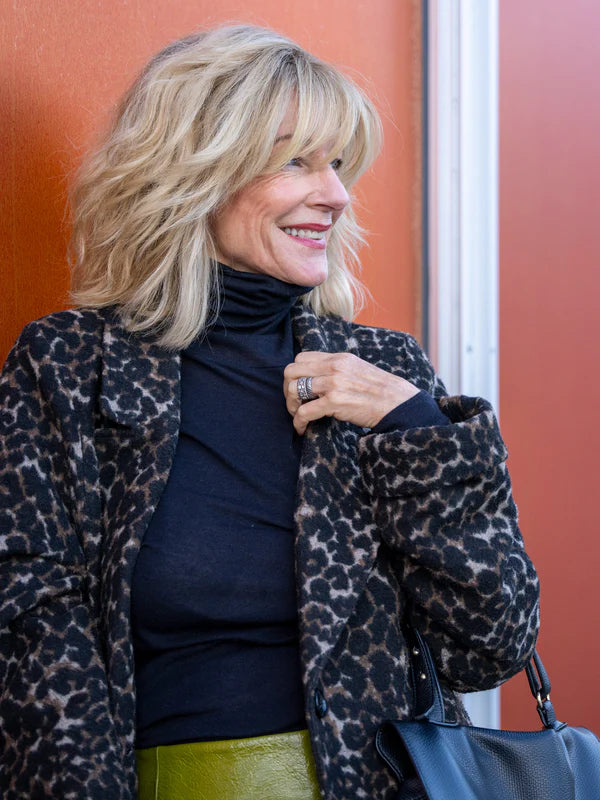 Kaşmir İpek Karışımı Kadın Balıkçı Yaka Uzun Kollu Bluz Siyah Renk