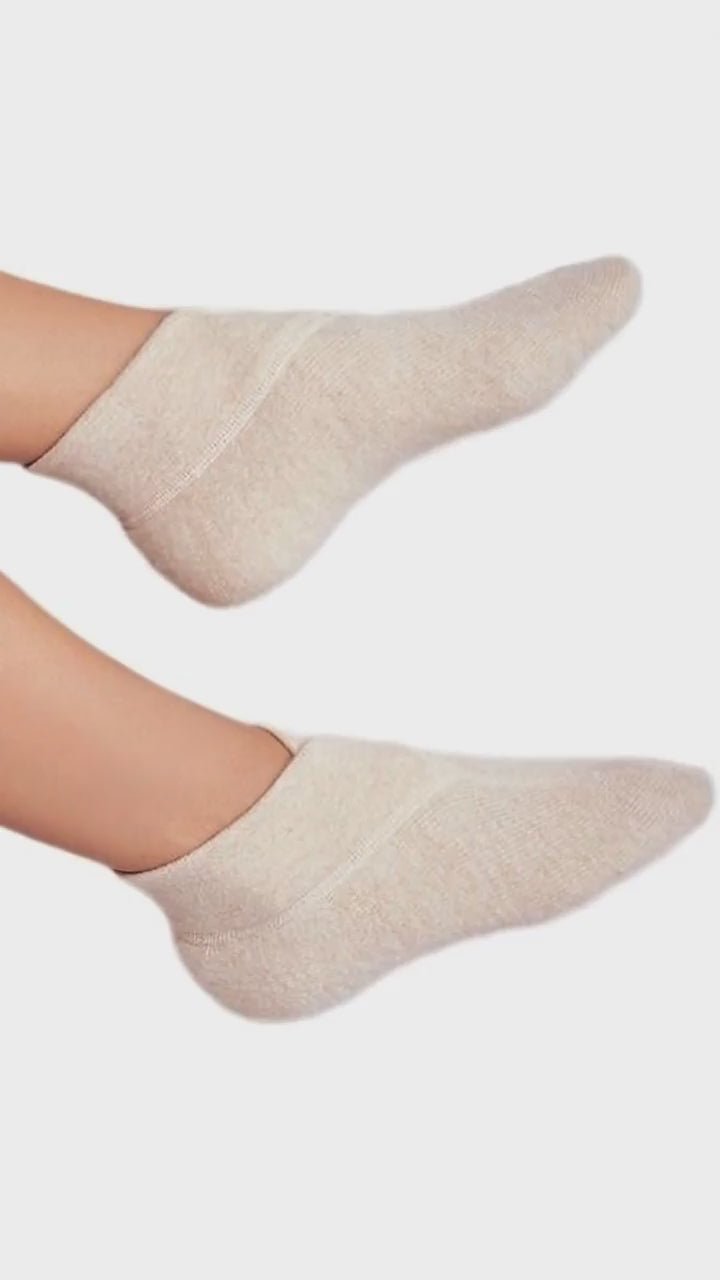 Angora Yün Karışımı Doğal Termal Bej Patik Çorap