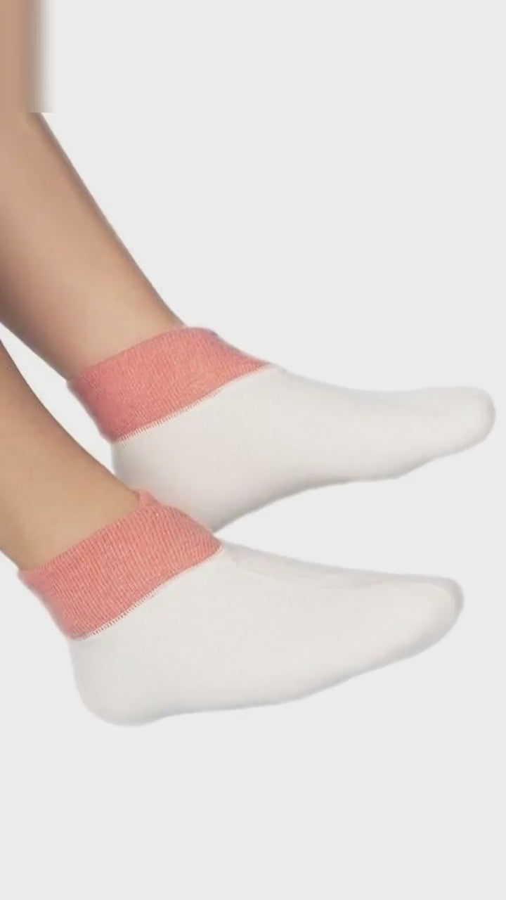 Angora Yün Karışımı Doğal Termal Pembe Beyaz Patik Çorap