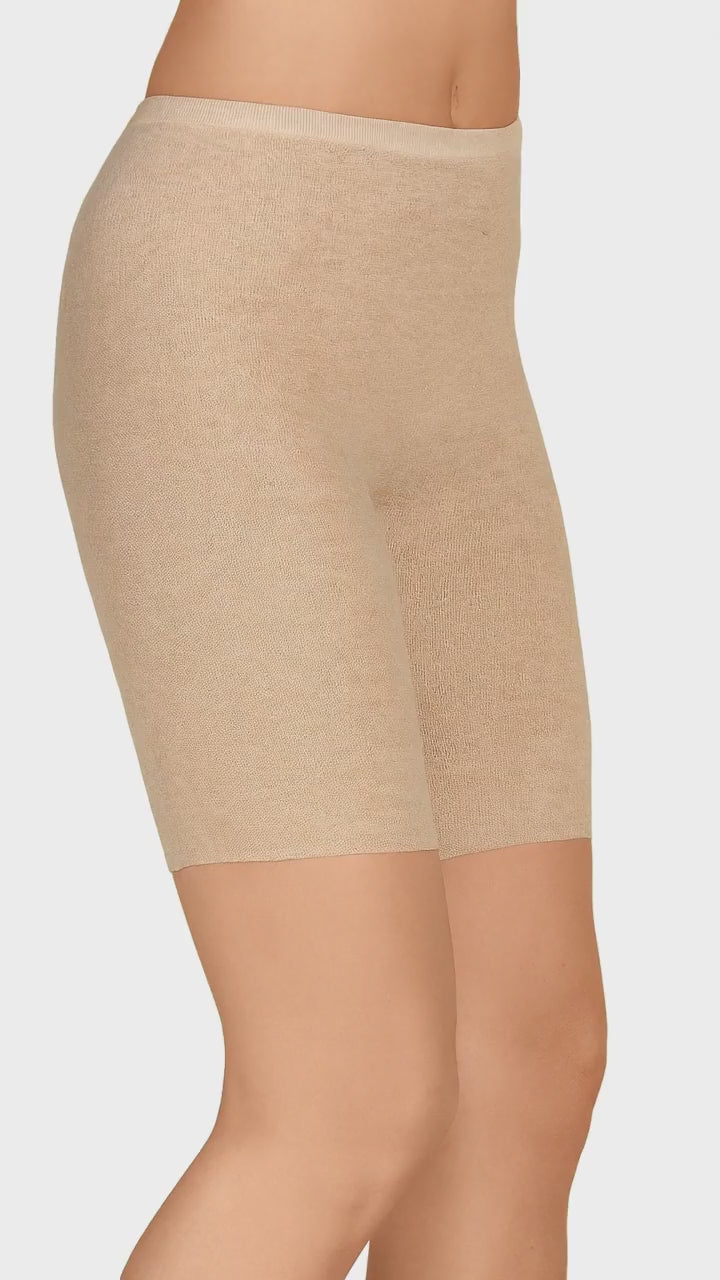 Yün &amp; Angora Karışımı Doğal Termal Diz Üstü Boxer Tayt İçlik Kadın Bej