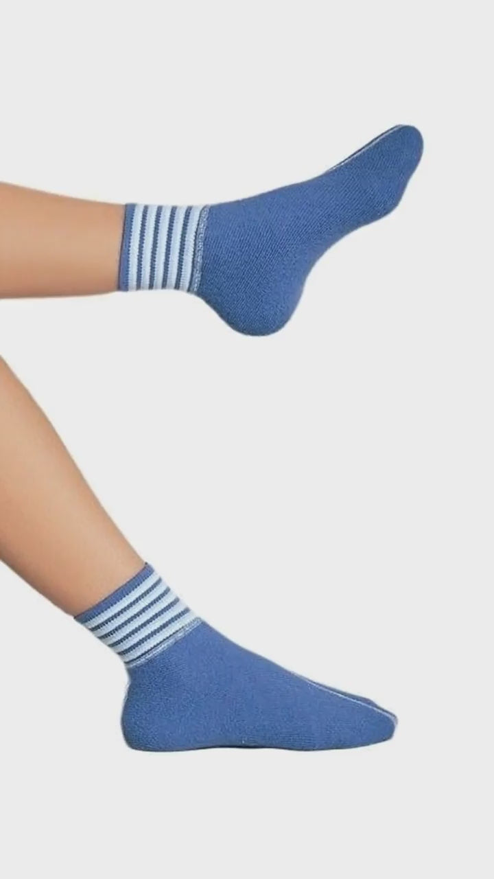 Outlet Angora Yün Karışımı Doğal Termal Çizgi Bilekli Aqua Patik Çorap