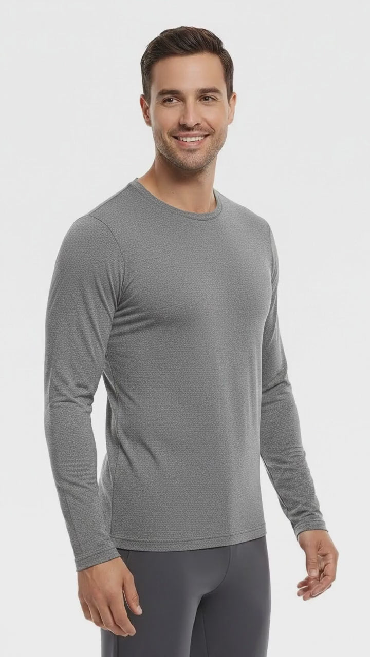 Angora Yünü Gri Unisex Uzun Kollu Sportif Body Tişört